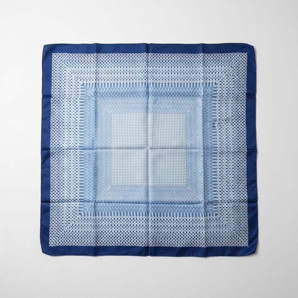 Berkshire Geometric Scarf Blue White Polyester Made in Italy